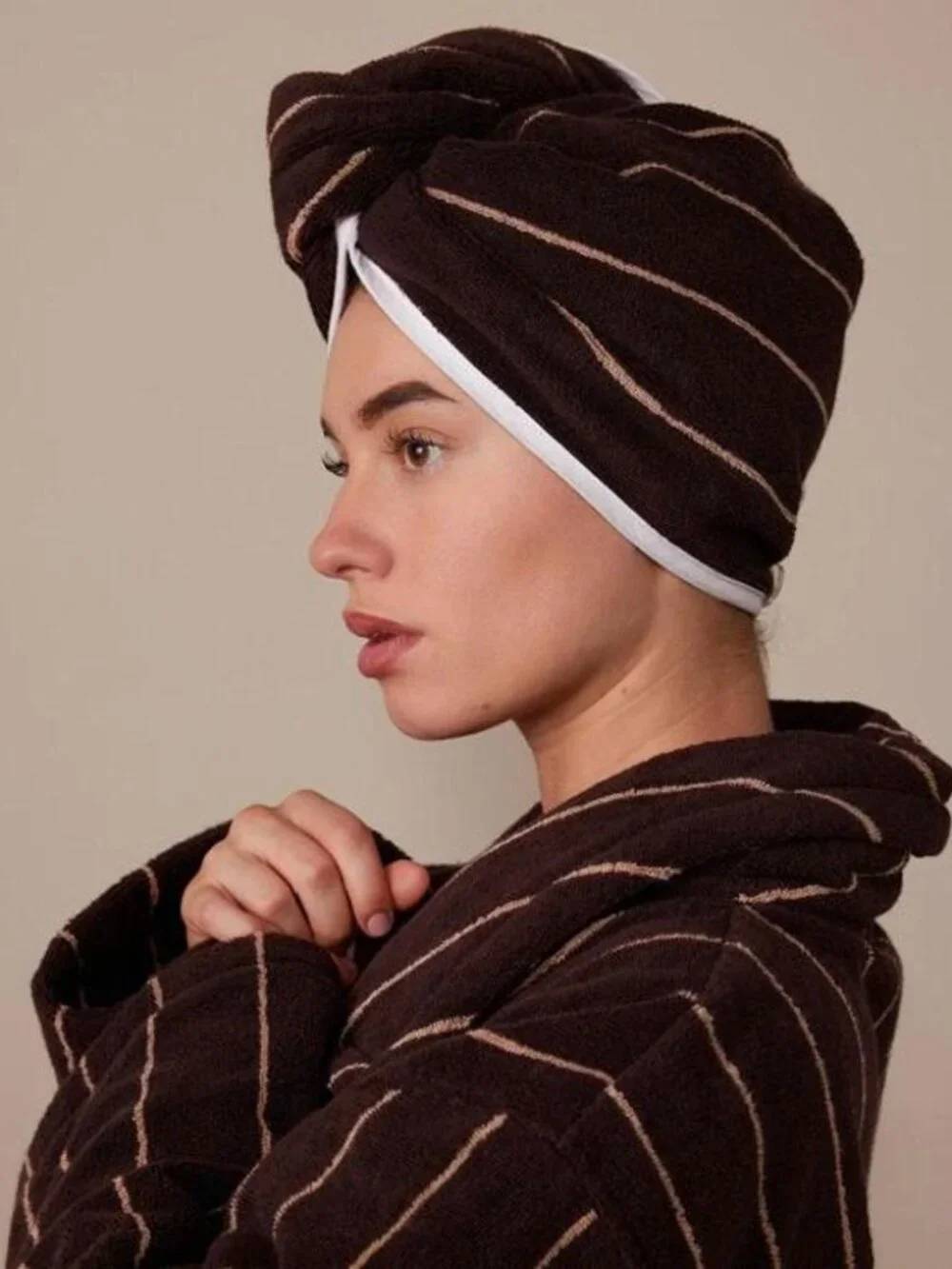 Hommey Hair Wrap Espresso Cotton Terry Hair Towel